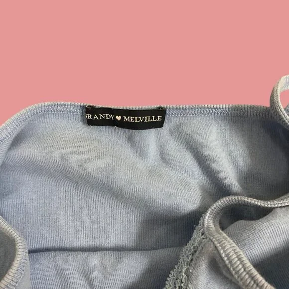 Brandy Melville Blue Lace-Trim Cropped Cami Tank Top (OS) - Picture 5 of 5